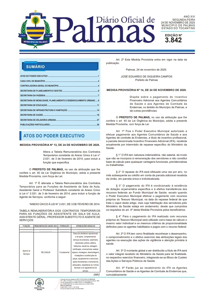 VITÓRIA HISTÓRICA DA CATEGORIA: PREFEITO PUBLICA MEDIDA PROVISÓRIA QUE GARANTE PAGAMENTO DO IFA EM&nbsp;PALMAS!